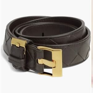 Bottega Veneta “Watch” Leather Belt Fondant Brown Size 80 Gold Buckle